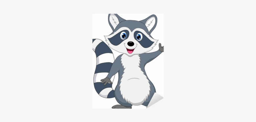 Cute Raccoon Cartoon Waving Hand Sticker - Cartoon Raccoon, transparent png download