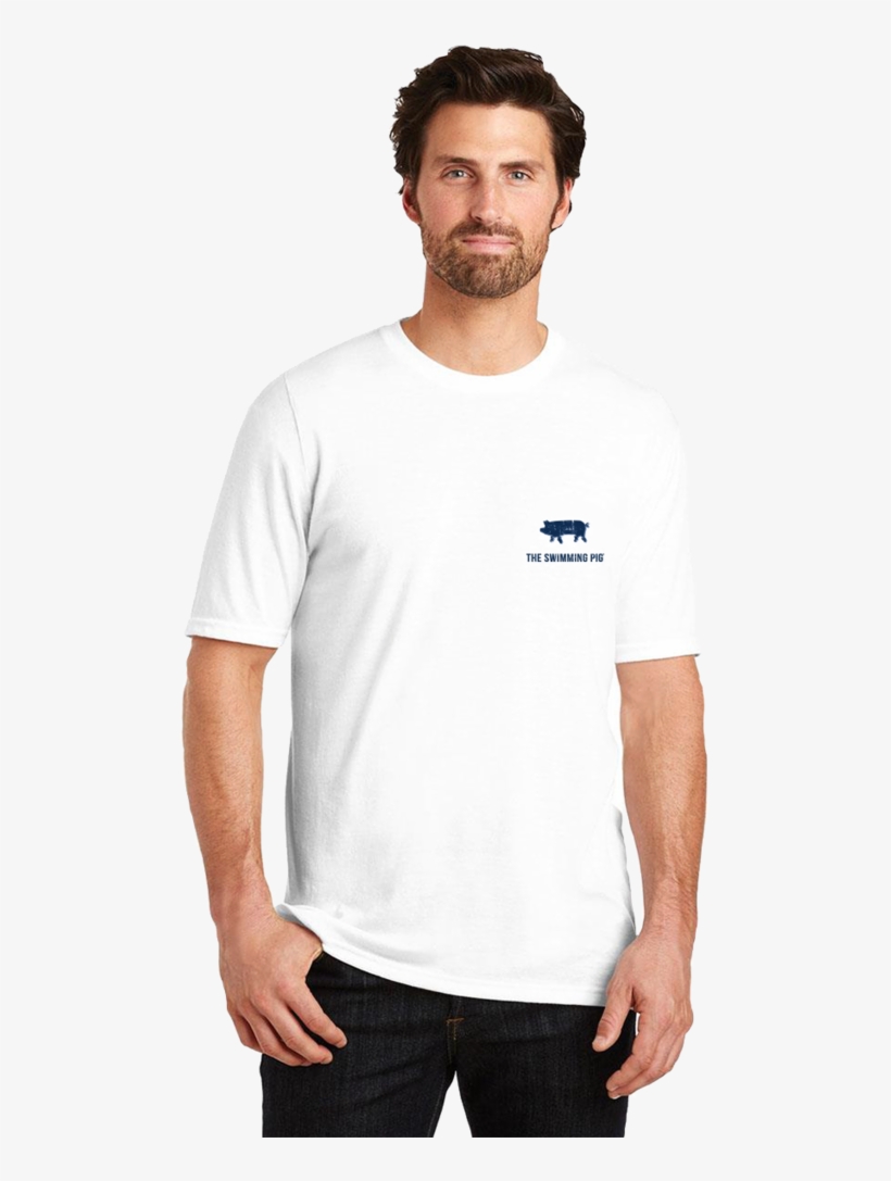 Men's White - District Made Dm130 - Mens Perfect Tri Crew Tee - Red, transparent png download