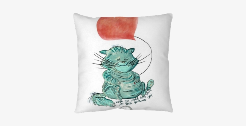 Love You Morewatercolor Greeting Card, Isolated On - Cushion, transparent png download