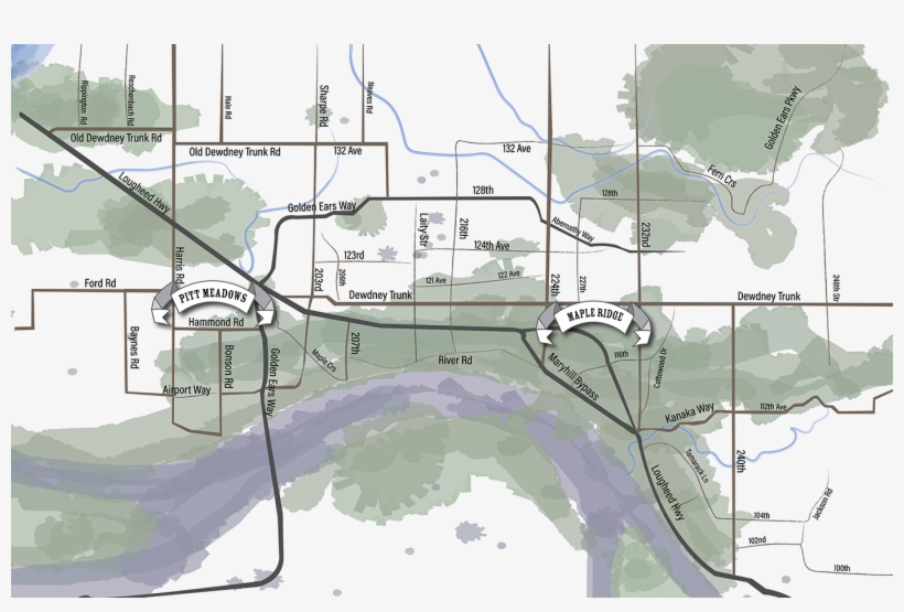 Watercolor Map For Pitt Meadows And Maple Ridge - Atlas, transparent png download