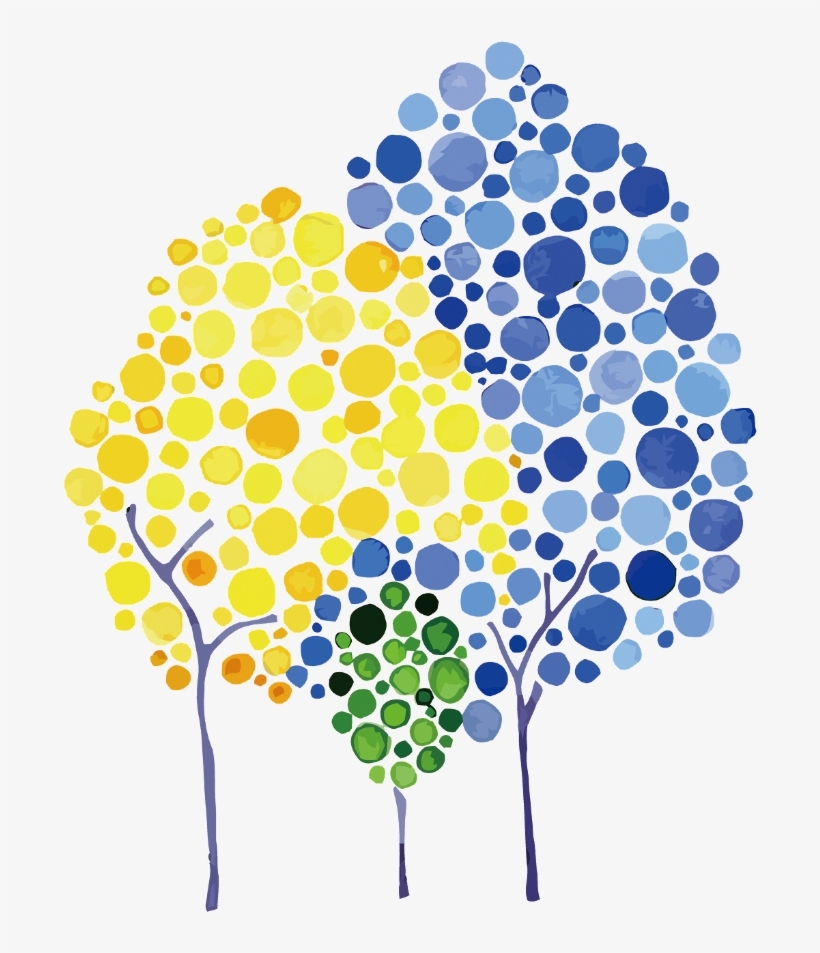 Ftestickers Watercolor Vector Wavepoint Trees Colorful - Watercolor Painting, transparent png download