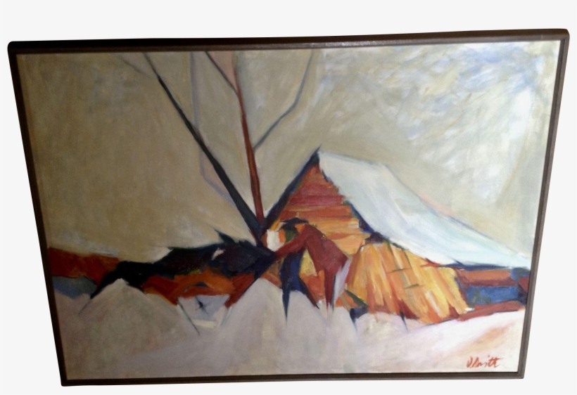 V Smith, Figural In Front Of Rural Cabin Pulling A - Painting, transparent png download