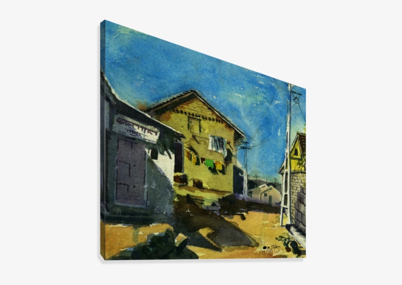 Village Huts Canvas Print - Painting, transparent png download