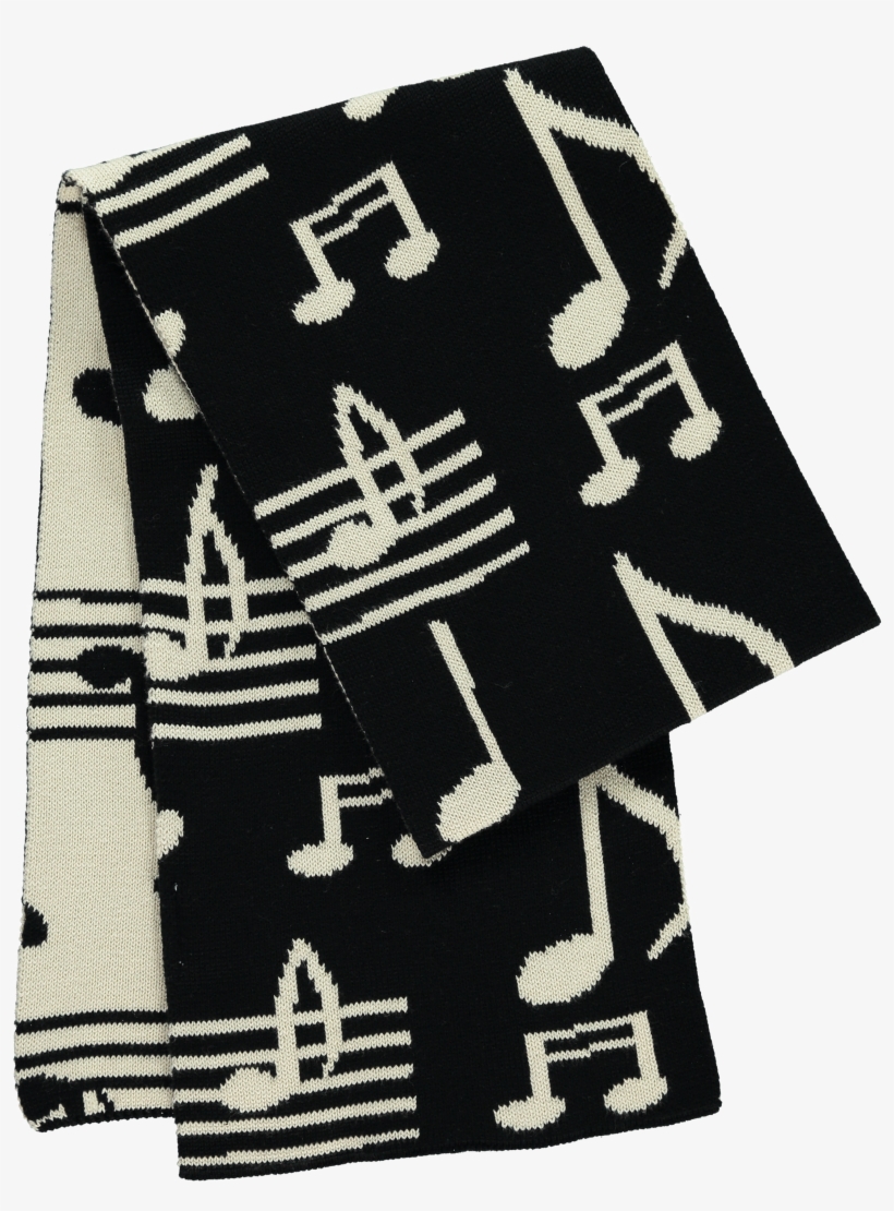 Beau Loves Black & Off White Music Jacquard Scarf, transparent png download