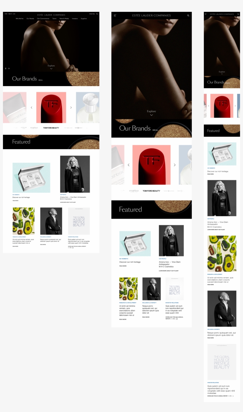 Estée Lauder Companies Website Homepage Design Estée - Responsive Web Design, transparent png download