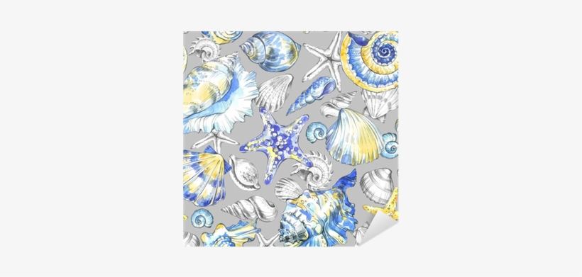 Hand Painted Seashells Pattern - Watercolor Painting, transparent png download