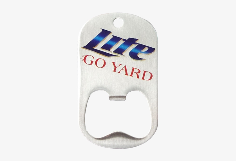 A Custom Middle Slot Dog Tag Bottle Opener With Color - Miller Lite, transparent png download