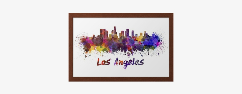 Los Angeles Skyline In Watercolor Framed Poster • Pixers® - Los Angeles Skyline Watercolor, transparent png download