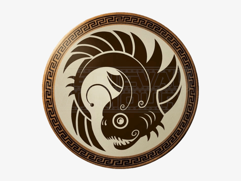 Round Greek Lantern Fish Wooden Shield - Ender's Game Salamander Army Green Patch, transparent png download