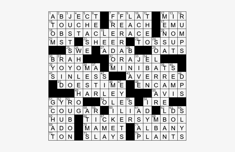 La Times Crossword Answers 20 Jan 2018, Saturday - Cross, transparent png download