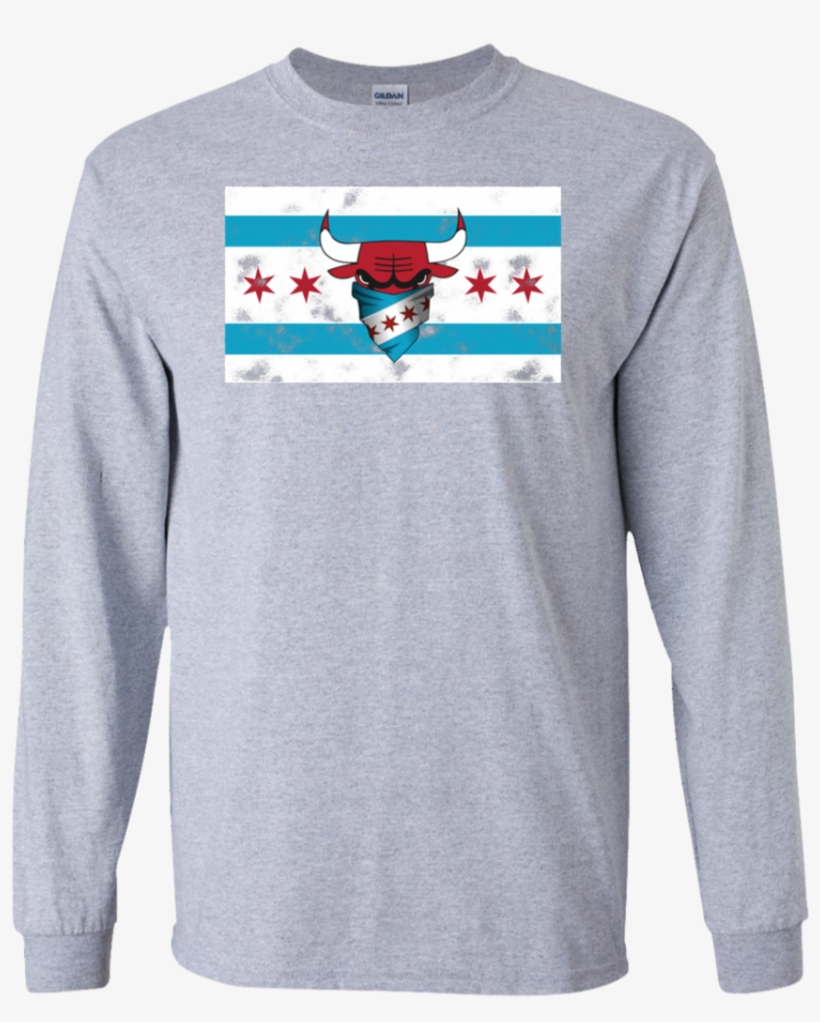 Bull Logo In Chi Flag Long Sleeve T-shirt - Shirt, transparent png download