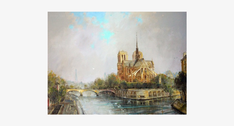Notre Dame, Paris - Painting, transparent png download