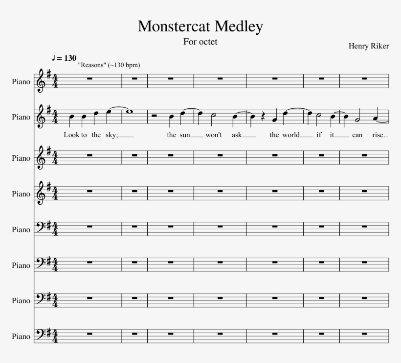 Monstercat Medley Sheet Music Composed By Henry Riker - Sheet Music, transparent png download