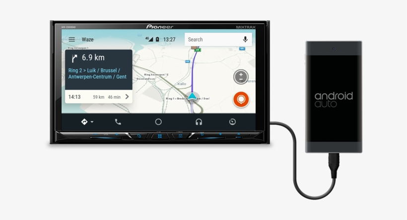 Android Auto Is The Preferred Way To Use Waze - Pioneer Waze, transparent png download