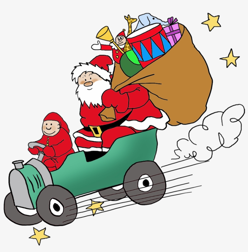 Funny And Free Claus Bringing Presents By - Santa Claus In A Car Png, transparent png download
