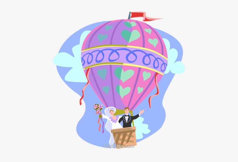 Hot Air Balloon Clipart Illustration - Wedded Couple In Hot Air Balloon, transparent png download
