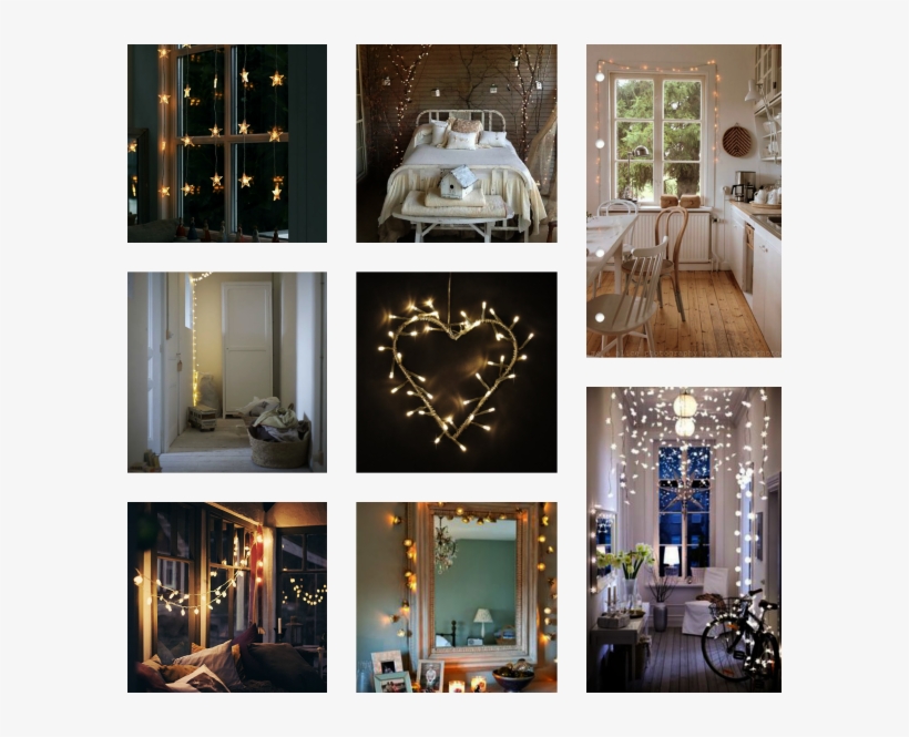 Fairy Light Collage2 - Minisun Silver Metal Heart Wreath & Warm White, transparent png download