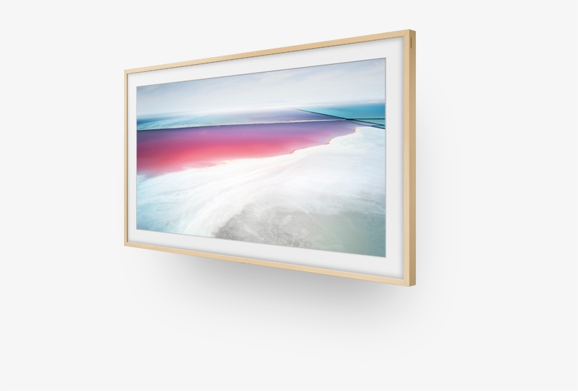 Angled Left View Of The Frame Displaying A Photograph - Customisable Frame Bezel For Samsung The Frame, 65, transparent png download