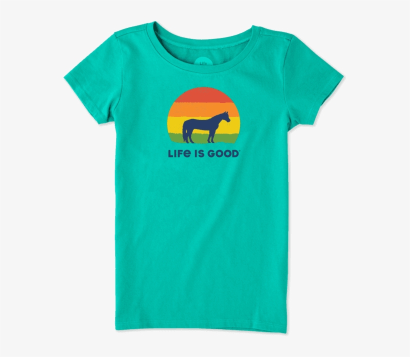 Girls Sunny Horse Girl Crusher Tee - Life Is Good Girls' Crusher Tee, transparent png download