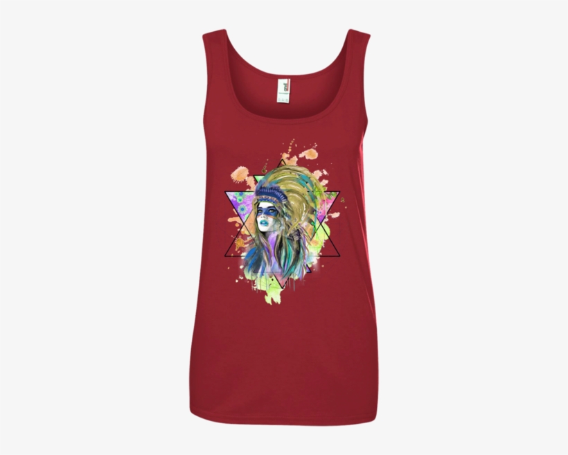 Watercolor Headdress Ladies' Tank Top - Ladies' 100% Ringspun Cotton Tank Top, transparent png download