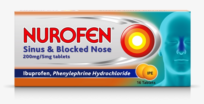 Nurofen Sinus Pain Relief 200mg/5mg - Nurofen Sinus And Blocked Nose, transparent png download