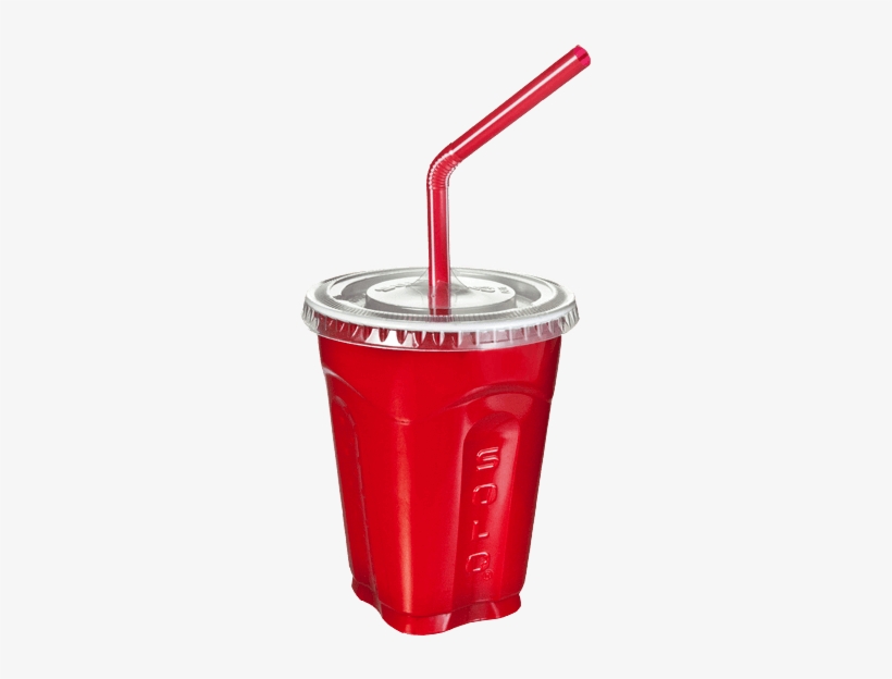 Plastic Party Cup With Lid & Straw 9 Oz - Plastic Drink Cup With Lid And Straw, transparent png download