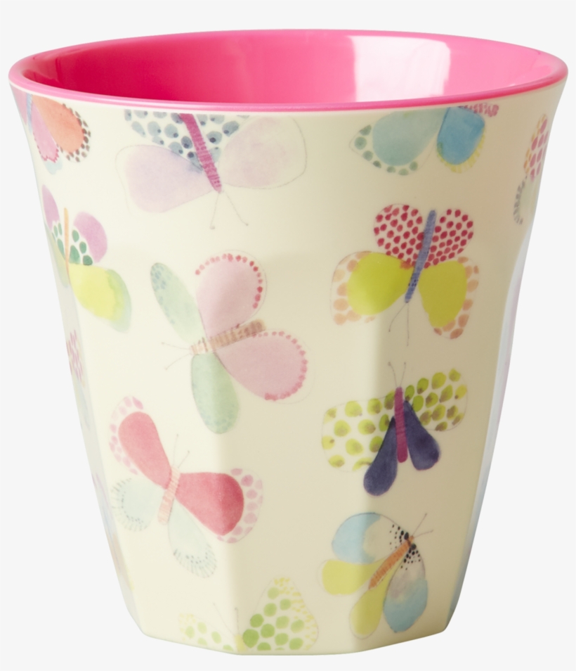 Melamine Cup With Butterfly Print - Rice Two Tone Melamine Butterfly Cup, transparent png download