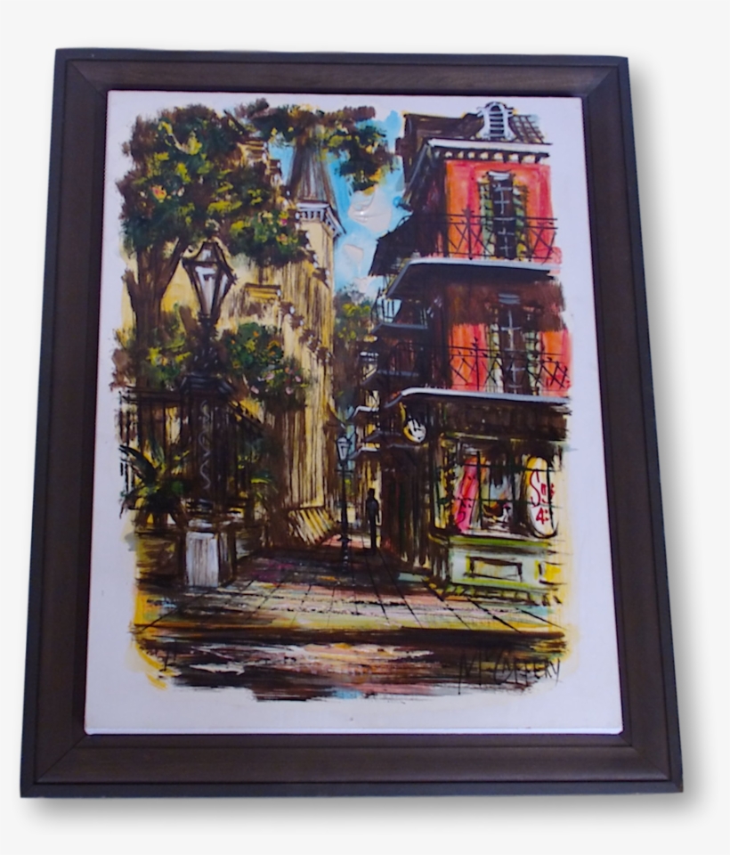 Cityscape Of French Quarter In New Orleans- Signed - Painting, transparent png download