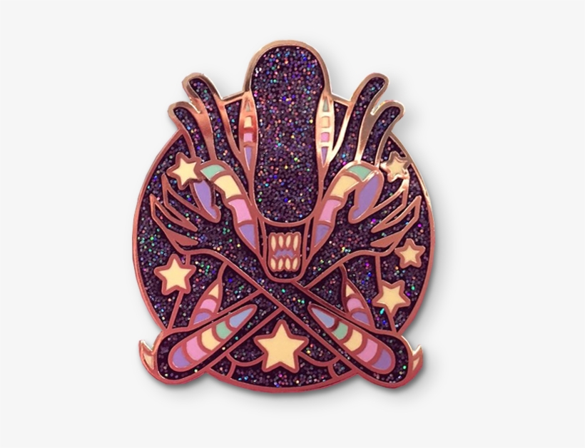 Pastel Rainbow Glitter Black Xenomorph Lapel Pin - Lapel Pin, transparent png download