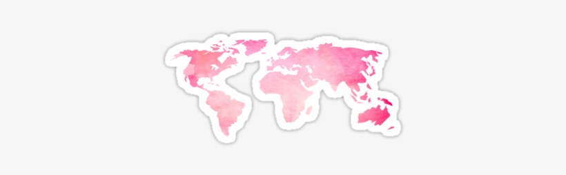 Pink Watercolor World Map&quot - Watercolor Painting, transparent png download