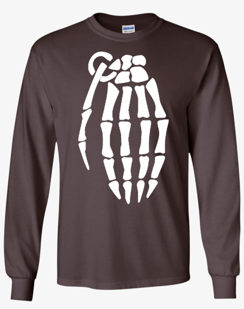 Skeleton Hand Grenade Ls T-shirt - Skeleton Hand Grenade, transparent png download