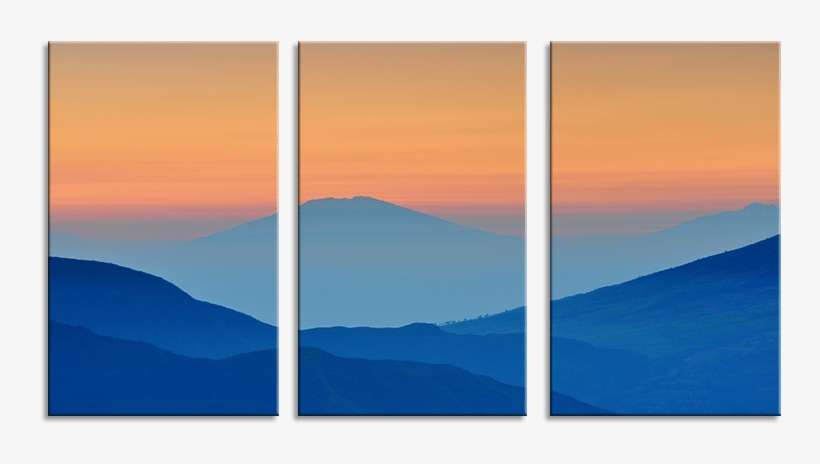 Mountain Silhouette Peach 3 Panel Canvas Wall Art - Canvas, transparent png download