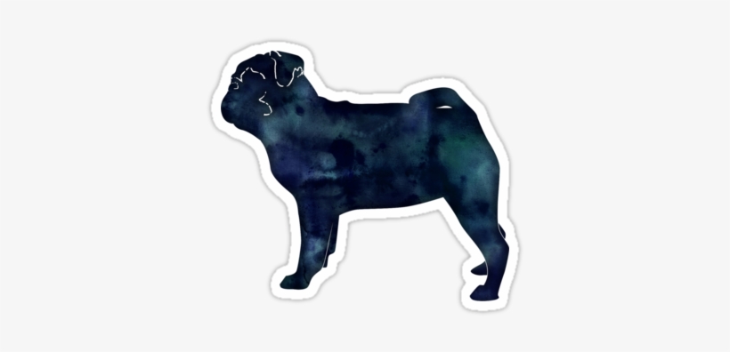 Pug Toy Breed Dog Black Watercolor Silhouette By Tripoddogdesign - Watercolor Painting, transparent png download
