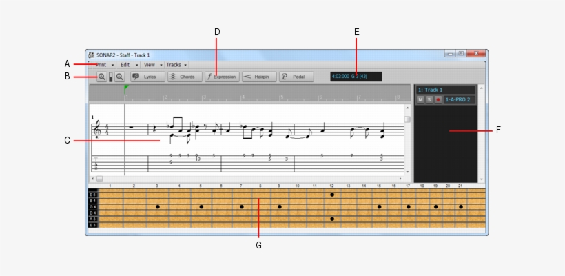 The Staff View - Cakewalk Sonar Music Notation, transparent png download