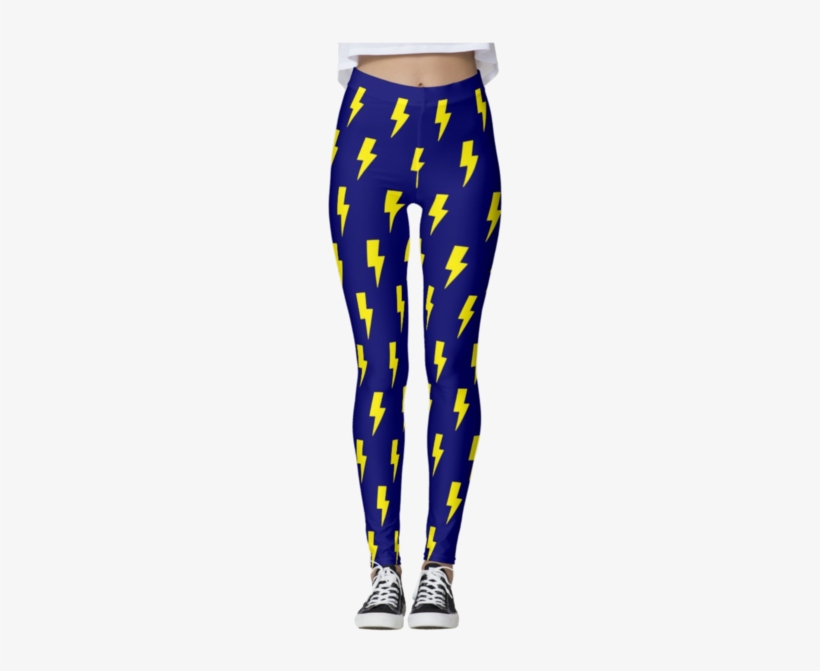 Yellow & Blue Lightning Bolts Leggings - Lightning Yellow Leggings, transparent png download