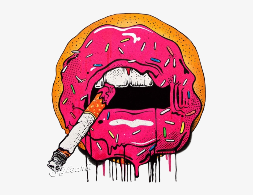 Donut Lips With Cigarette Design By Robinn - Donut Lips, transparent png download