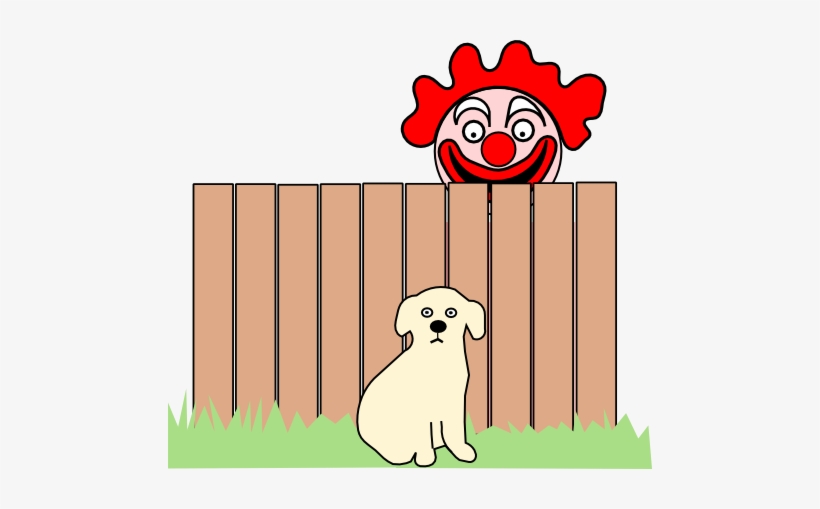 Puppy Sitting In Yard While Scary Clown Peeps Over - Dog, transparent png download