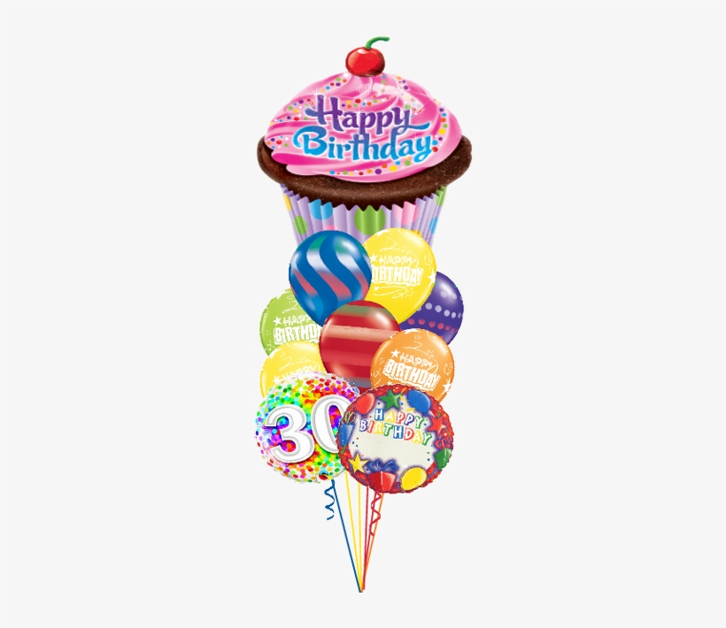 Personalized Name & Age Birthday Cupcake Bouquet - 'happy Birthday' Cupcake Super Shape Foil Balloon, transparent png download