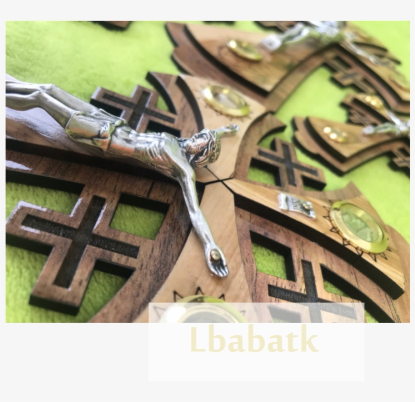 Jesus On Cross Crucifix Layered Olive Wood Religious - Cross, transparent png download