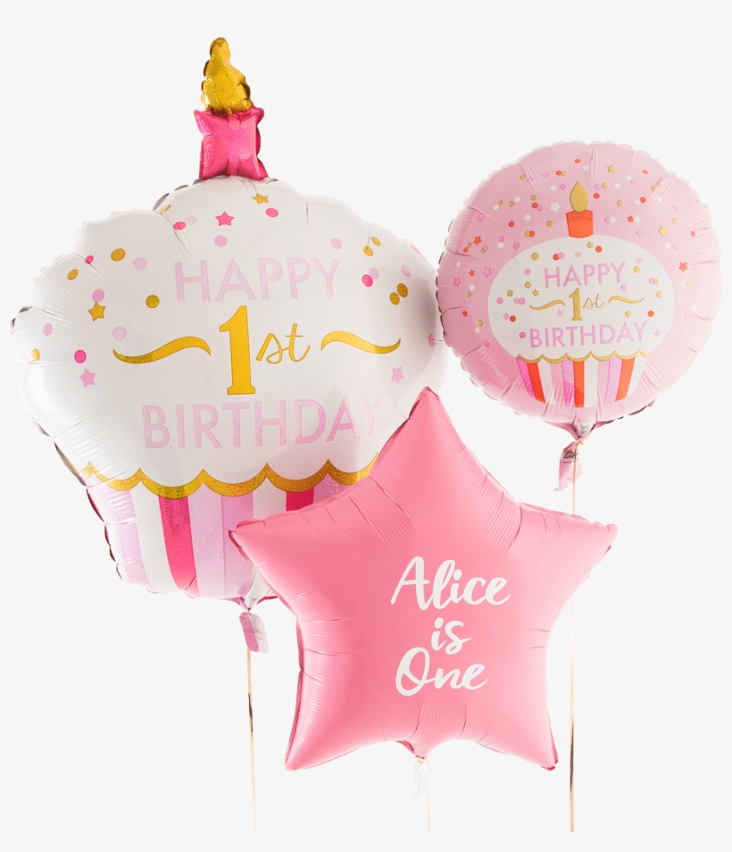1st Birthday Pink Cupcake Supershape - Birthday, transparent png download