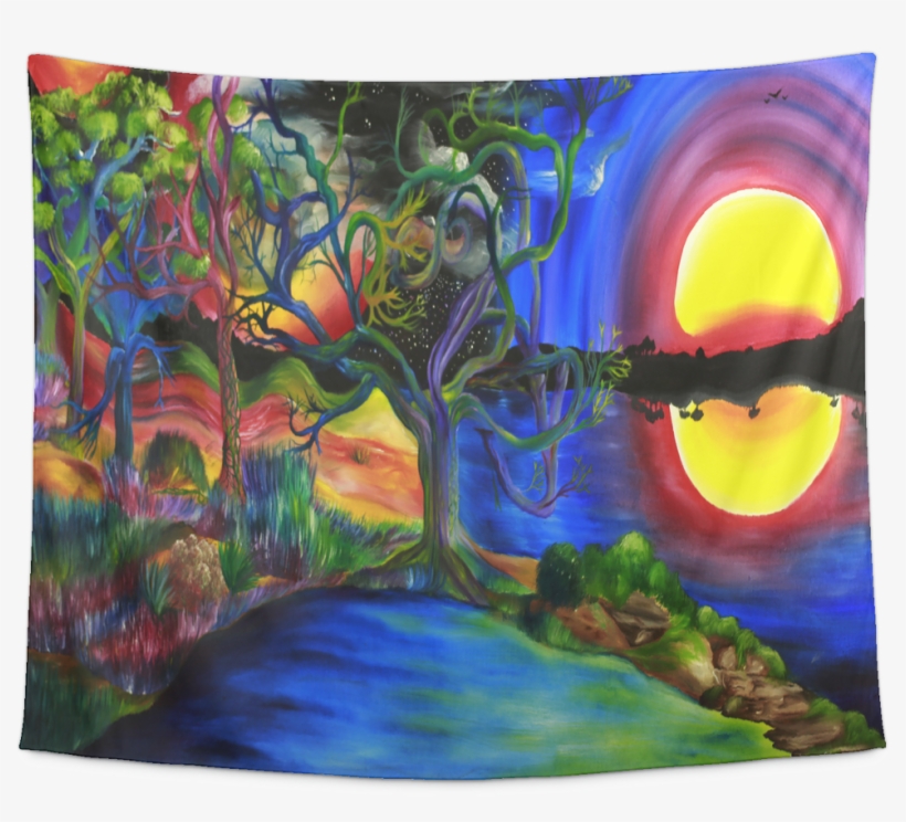 Colorful Psychedelic Rainbow Lake Art Tapestry, transparent png download
