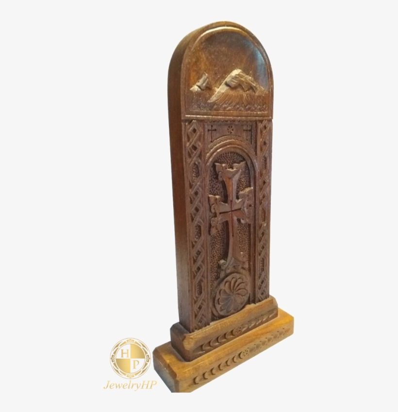 Carved Sculpture Khachkar With Cross On Walnut Wood - Stele, transparent png download