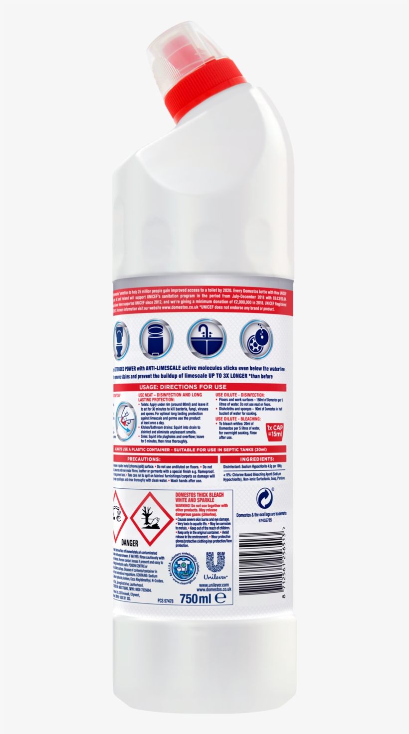 Domestos Ultra White Thick Bleach Domestos Png White - 9 X Domestos Ultra White & Sparkly Thick Bleach, transparent png download