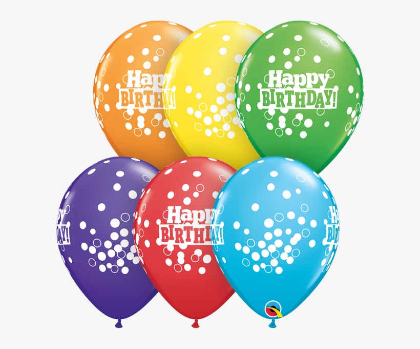 Birthday Confetti Dots 11" Latex Balloons - 11" Bright Rainbow 50 Count Birthday Latex Balloons, transparent png download