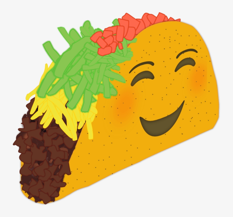 Picture Of A Sticker With A Taco From A Diagonal Side - Happy Taco Face, transparent png download