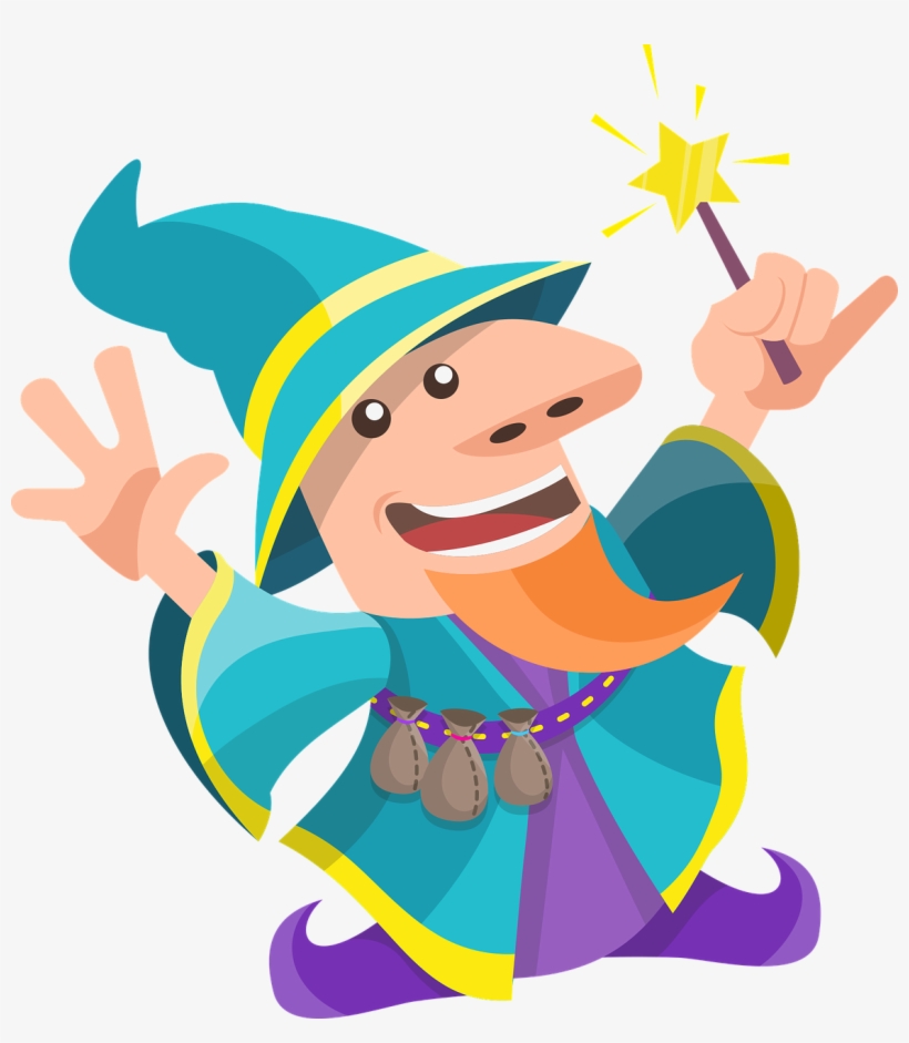 Flat Design Wizard Character - Magic Cartoon Png, transparent png download