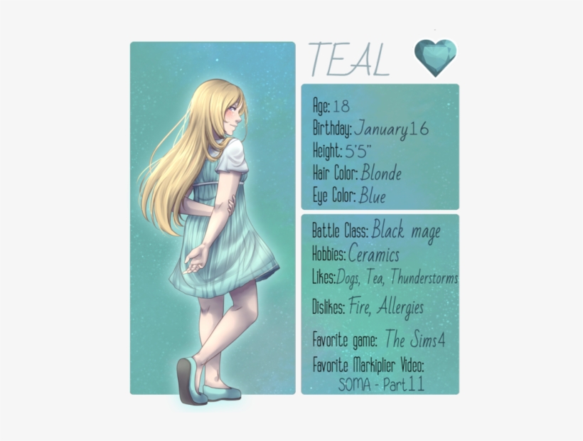 Meet Teal She's The Most Reserved And Quiet One Out - Markiplier Hearts And Heroes Fanart, transparent png download