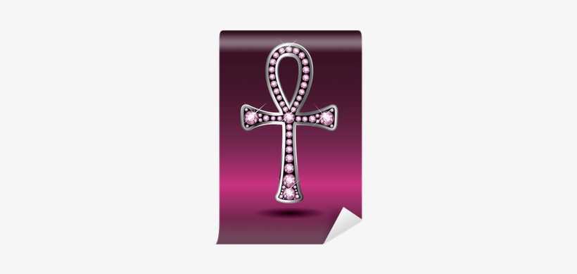 Egyptian Ankh With Rose Quartz Stones Wall Mural • - Symbol, transparent png download