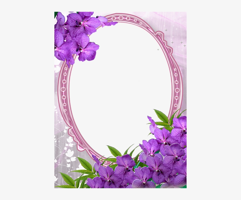Pink Transparent Frame With Purple Flowers Purple Flowers, - Marcos Para Fotos Ovalados, transparent png download