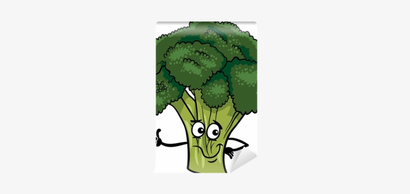 Funny Broccoli Vegetable Cartoon Illustration Wall - Funny Broccoli, transparent png download